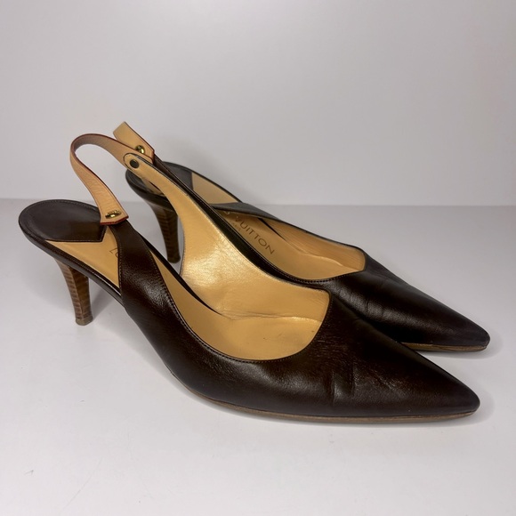 LOUIS VUITTON Leather Slingback Pumps - Picture 2 of 8